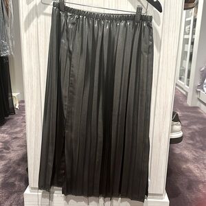 Pleated liquid silver skirt